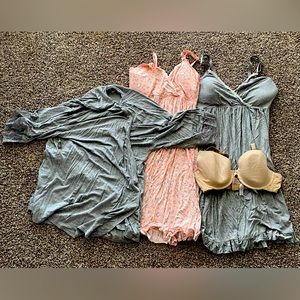 4 Medium Nursing Blouses, a 36D Nursing Bra and 2 Large Nursing Nightgowns